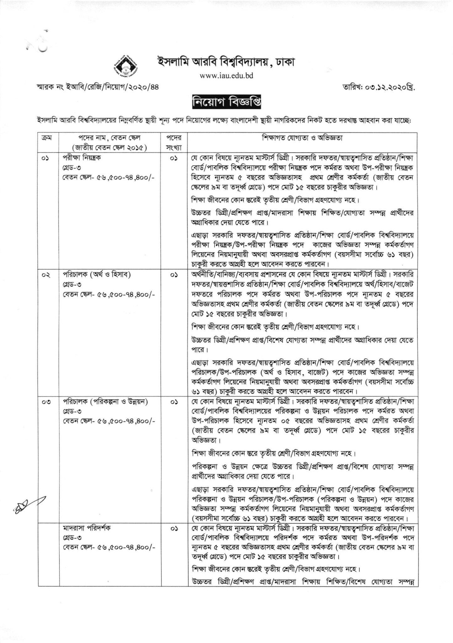 Islamic Arabic University (IAU) Job Circular | New BD Govt Job Circular ...